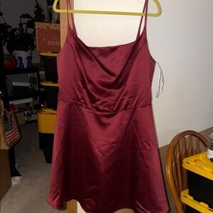 Burgundy Satin Dress